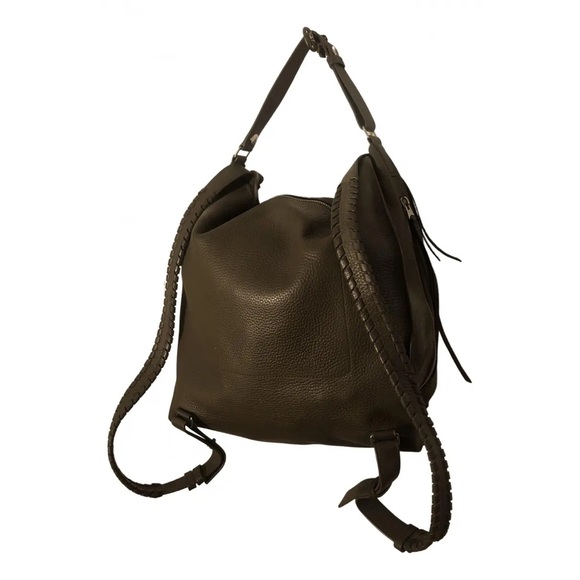 ALLSAINTS Tote Bag Backpack Brown Taupe Leather Whipstitch Straps Pre❤️ - Picture 10 of 14